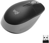 Ratón inalámbrico - Logitech M190, 3 botones, 1000 ppp, Nano receptor Logitech, 1x Pila AA, 18 meses, Gris