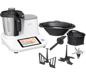 REACONDICIONADO Seminuevo Excelente Robot de cocina - Moulinex Click &Cook HF5061, 1400 W, 3.6 l, 32 Funciones, 10 Programas, Báscula, Blanco