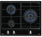 Placa de gas - Teka GZC 63310 XBB, 3 zonas, Gas butano, ExactFlame, 60 cm, Negro