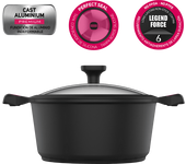 Cazuela - Taurus KCK3020 Great Moments, Aluminio fundido, 20 cm, Antiadherente, Con Tapa, Negro
