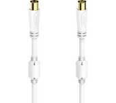 Cable de antena - Hama 00205245, 0.75 m, Triple Blindaje, Chapado en oro, Coaxial, Blanco