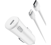 Cargador USB para coche - CellularLine CBRIPHKITC2LMFI20W, Para iPhone 8 o posteriores, Cable 100 cm, 20 W, Blanco