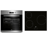 Pack Horno + Placa - Beko BBSE12340XD, Multifunción, 72 l, Inducción, 3 zonas, 59 cm, Negro