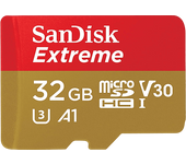 Tarjeta Micro SDHC - SanDisk Extreme®, 32 GB, 100 MB/s, UHS-I, U3, V30, A1, Clase 10, Apta Drones, Multicolor