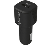 Cargador USB para coche - Muvit MCDCC0006, Universal, 2.4A, Negro