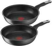 Set de sartenes - Tefal Jordi Cruz G2550S2B, 20 y 26 cm, 2 unidades, Revestimiento Titanium Antirayaduras, Tecnología Thermo-Fusion, Aluminio, Negro