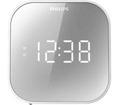 Radio despertador - Philips TAR4406/12, Sintonización digital FM, Alarma dual, USB, Temporizador, Blanco
