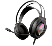 Auriculares gaming - Krom Stereo RGB, De diadema, Con cable, Para PC, Micrófono, USB, Jack 3.5mm, Negro