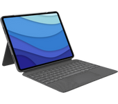 Funda con teclado - Logitech Combo Touch, iPad Pro 12.9, 5a gen 2021/6a 2022, Teclas accesos directos, Teclado extraible, Retroiluminación, Gris