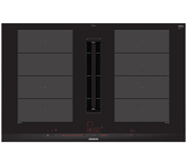 Placa inducción con campana integrada - Siemens EX875LX67E, 2 zonas Flex, 622m³/h, Negro