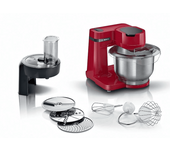 Robot de cocina - Bosch MUMS2ER01, 700 W, Bol 3.8 l, Acero inoxidable, 4 Potencias, Rojo