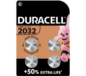 Pilas de botón - Duracell 2032, Paquete 4 unidades, 3V, DL2032 /CR2032, Plata