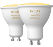 Bombilla inteligente - Philips Hue GU10, Luz Blanca de Cálida a Fría, 3W, Control voz, 2 unidades, Blanco