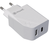 Cargador móvil - Muvit MCACC0013, USB-A, USB-C, 20W, Blanco