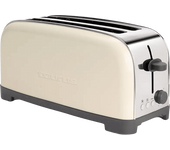 Tostadora - Taurus Vintage Cream, 1400 W, 3 funciones: descongelar, recalentar y cancelar, 2 Ranuras extralargas, Crema