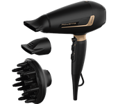 Secador - Rowenta Pro Expert CV8840F0, 2200 W, Motor AC, Tecnología iónica, 3 temperaturas, 2 velocidades, Negro y cobre