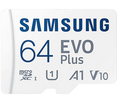 Tarjeta Micro SDXC - Samsung Evo Plus MB-MC64KA/EU, 64 GB, Clase 10, V10. UHS-I, Lectura 130 MB/s, Blanco