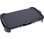 Plancha de asar - Jata GR 217, 2200 W, 55x26 cm, Antiadherente, Termostato regulable, Asa toque frío, Negro