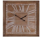 LOLAhome Reloj cuadrado de madera natural de abeto de Ø 60 cm
