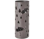 LOLAhome Paragüero gris redondo de metal con tallado de paraguas de Ø 19x49 cm