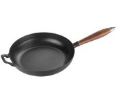 Staub Pans Sartén con mango de madera 28 cm, Hierro fundido, Negro