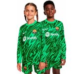 Nike - Camiseta FC Barcelona Primera Equipación Portero 2024-2025 Niño, Unisex, Green Spark-Pine Green-White, XS