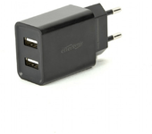 cargador usb universal gembird de 2 puertos, 2,1 a, negro