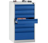 eurokraft basic Cajonera, acero, H x A x P 900 x 500 x 500 mm, 7 cajones, color de los cajones azul genciana