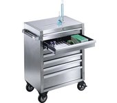 kaiserkraft Cajonera rodante de acero inoxidable, 7 cajones con bloqueo individual, H x A x P 935 x 680 x 470 mm