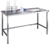 kaiserkraft Mesa para salas blancas de acero inoxidable con tablero de trabajo perforado, de acero inoxidable, A x P 1600 x 700 mm
