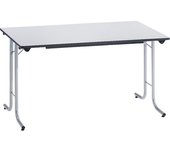 kaiserkraft Mesa plegable, con bordes redondeados, armazón de tubo redondo, tablero rectangular, 1200 x 700 mm, armazón en color aluminio, tablero