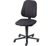 bimos Silla giratoria de trabajo ESD, tapizado en tela negra, armazón de cinco pies de tubo de acero, con ruedas