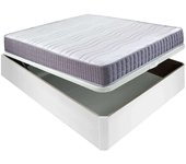 Colchón visco Line 19 cm firmeza alta suavidad y económico + Canapé abatible madera 3D transpirable altura 34 cm 90x190 cm Blanco