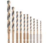 DeWalt DT20620-QZ, Surtido de brocas para metal HSS-G, 10 piezas, Hexágono interior y acabado de óxido dorado, Resistente a impacto, Uso en atornilladores de impacto y de broca, en estuche pequeño