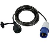 Perel Cable Adaptador, H07RN-F 3G2.5, 3 m, 16 A/230 V, 3680 W, CEE a Tipo F, para Uso Interior y Exterior, Caucho, Azul