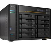 Asustor Lockerstor 10 Gen3 AS6810T, Almacenamiento NAS de 10 Bahías, AMD Ryzen Quad-Core 2.3 GHz, 16GB RAM ECC DDR5, 4 M.2 NVMe Slots, 2 5GbE & 2 10GbE Port, USB4 Type-C, Sin Discos
