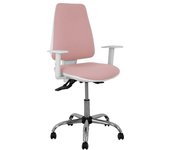 Piqueras y Crespo Elche Blanca - Silla de Oficina ergonómica con Mecanismo asincro, Regulable en Altura y Ruedas de parqué - Base cromada. Asiento y Respaldo tapizados en Tejido Bali Color Rosa.
