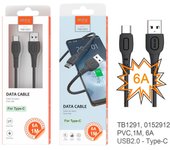 Cable datos usb 2.0 a type-c / 1m / 6a / tb1291 / negro / one+