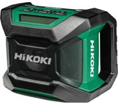 HiKOKI Radio de Obra - 18V, Bluetooth, Dab+/FM, Diseño Robusto, Alta Potencia de Sonido, Larga duración - Incl. Adaptador de CA, Sin batería ni Cargador