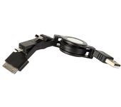 Adaptador de carga usb para ipad/ipod + mini usb + micro usb - retráctil