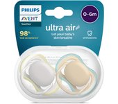 Paquete de 2 chupetes Philips Avent ultra air - Chupete sin BPA para bebés de entre 0 y 6 meses (modelo SCF085/15)