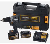 Atornillador DEWALT DCD85MP2T, 18V, 90Nm, 2x 5,0Ah, motor sin escobillas, diseño ergonómico, incluye cargador, batería, sistema TSTAK, edición McLaren