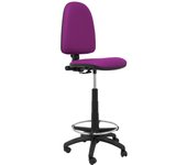 Piqueras y Crespo Ayna Taburete - Taburete ergonómico con Mecanismo de Contacto Permanente, Regulable en Altura y aro reposapiés - Asiento y Respaldo tapizados en Tejido símilpiel Color Morado