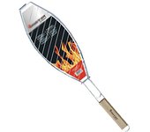 XXL para pescado (39 x 15 cm para pescado Pez Alicate parrilla Espátula para barbacoa parrilla con mango de madera acero cromado