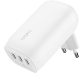 Belkin Cargador de Pared con 3 Puertos USB-C y PPS a 67 W BoostcCharge Pro, Carga rápida USB-C PD 3.1 para la Serie iPhone 16, 15, MacBook Pro, AirPods, Galaxy y Otros con Power Delivery, Blanco