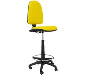 Piqueras y Crespo Ayna Taburete - Taburete ergonómico con Mecanismo de Contacto Permanente, Regulable en Altura y aro reposapiés - Asiento y Respaldo tapizados en Tejido símilpiel Color Amarillo