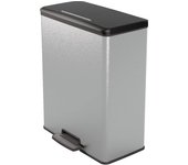 Curver Papelera Deco Rectangle 65L, gris metalizado, para cocina, lavadero, garaje, 486 x 284 x 615 mm, PP 100% reciclado(version antigua)