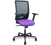 Zulema - Silla de Oficina ergonómica con Mecanismo sincro, Brazos 2D- Respaldo de Malla Transpirable en Color Negro y Asiento tapizados en Tejido Bali Color Lila. Ruedas de Nailon de 65mm
