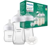 PHILIPS Avent Set de regalo de biberón de cristal para recién nacidos: 3 biberones, chupete ultra soft para bebés de 0-6 meses (modelo SCD878/11)