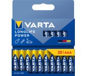 VARTA Longlife Power - Pilas alcalinas AAA (20 Unidades, 1,5 V, Ideal para cámara Digital, Controlador, Monitor de presión Arterial Embalaje sin plástico)